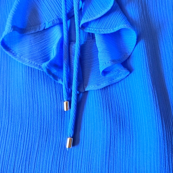 Tommy Hilfiger Vibrant Blue Ruffled Sleeveless Top Size Medium - Picture 5 of 11